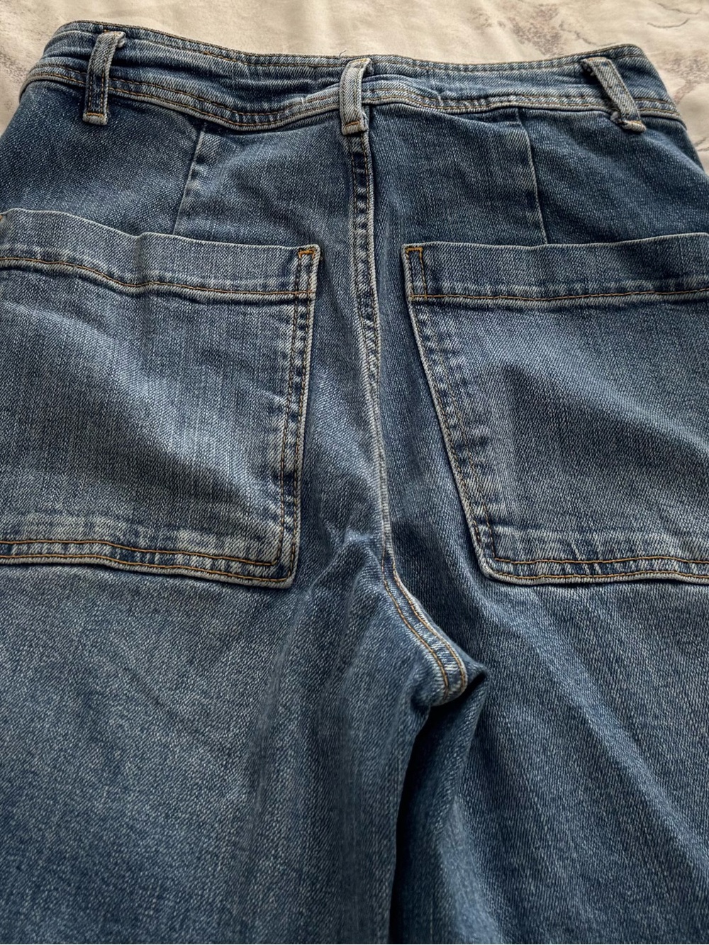 Zara The Marine Straight blue High-Rise Wide Leg raw hem  Jeans, size 4 western - Picture 8 of 12